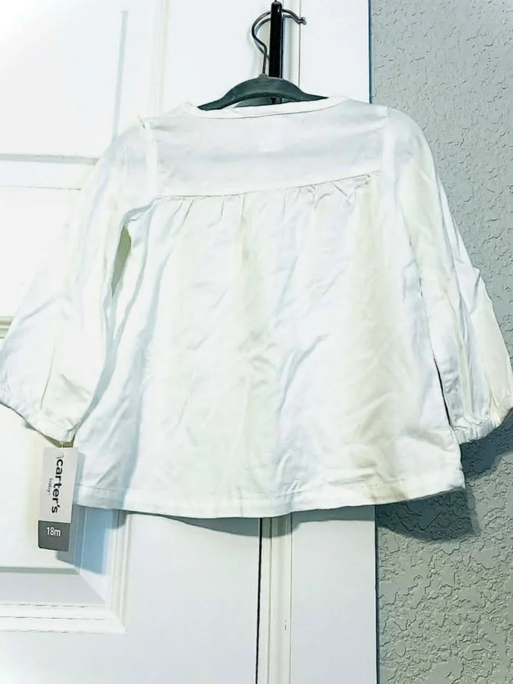 NWT CARTER'S Baby Girl Boho Embroidered Yoke White Button Front Shirt 18 mos